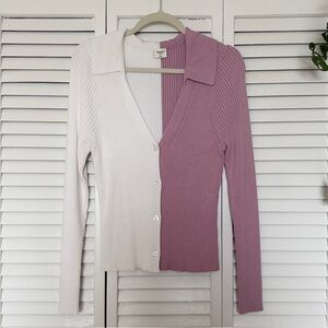 Abercrombie & Fitch Two-Tone Ribbed Cardigan